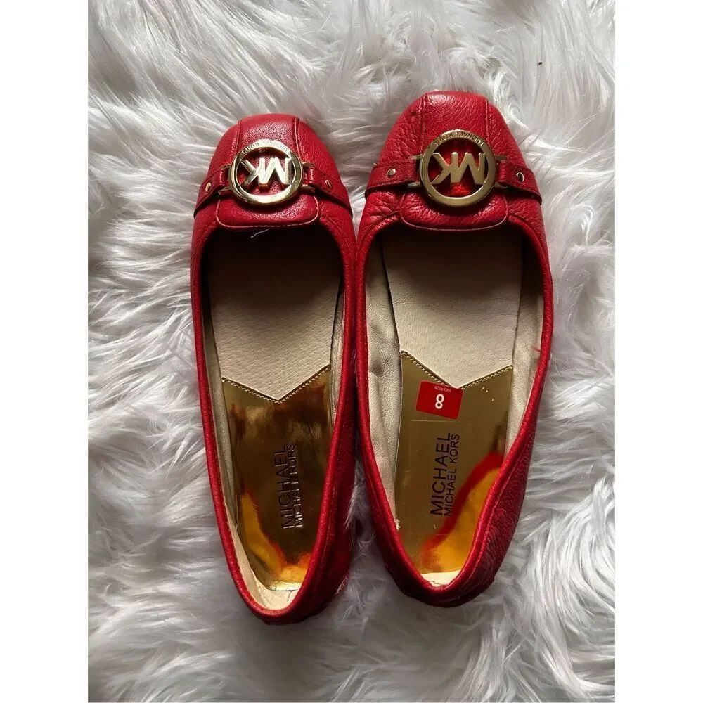Michael Kors flats leather size 8 orange pink color